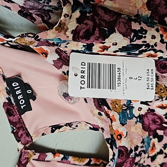 Torrid Romantic Cottagecore size 0 NWT floral gauze cold shoulder skater dress - Picture 3 of 9